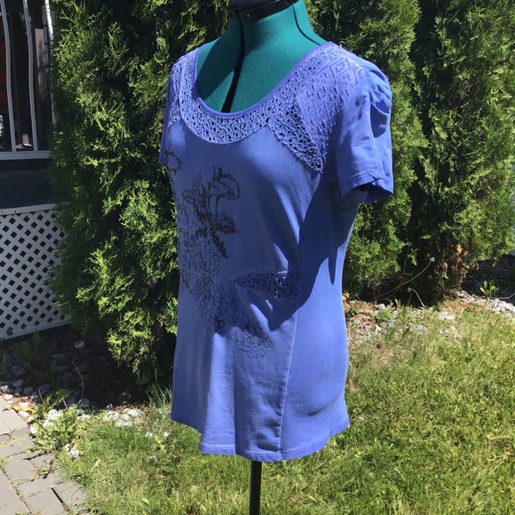 Angels Never Die Purple Embellished T-shirt, Med - Picture 7 of 16